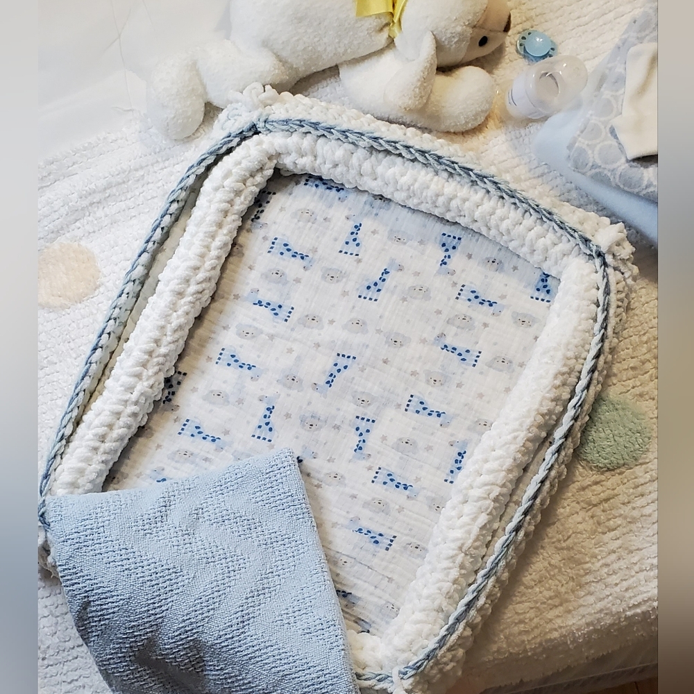 COPY - Hand crocheted doll bed with accessories